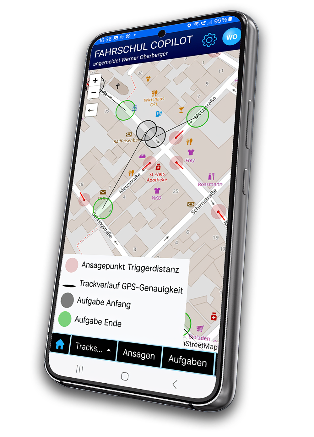 Ansagepunkte – Kartenansicht